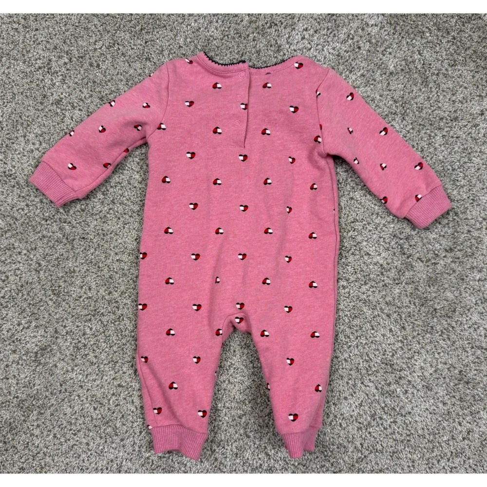 Tommy Hilfiger Baby‎ Girls Pink Heart Print Ruffle Romper One Piece 6-9M